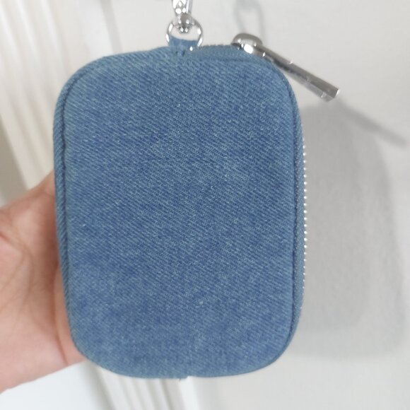 Denim Mini Coin Purse Bag Wallet Clip On Charm Keyring Charm Practical Cute - Picture 3 of 6